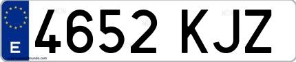 Ejemplo de matrícula española 4652 KJZ