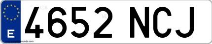 Ejemplo de matrícula española 4652 NCJ