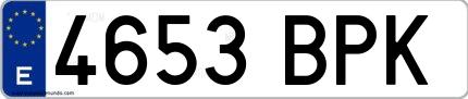 Ejemplo de matrícula española 4653 BPK