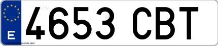 Ejemplo de matrícula española 4653 CBT