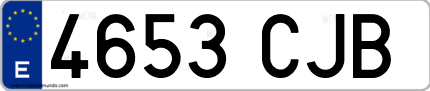 Ejemplo de matrícula de coche ordinaria 4653 CJB