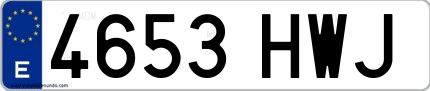 Ejemplo de matrícula española 4653 HWJ