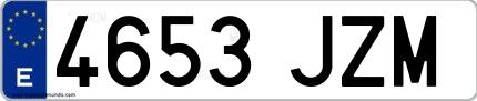 Ejemplo de matrícula española 4653 JZM
