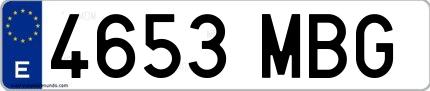 Ejemplo de matrícula española 4653 MBG