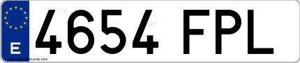 Ejemplo de matrícula española 4654 FPL