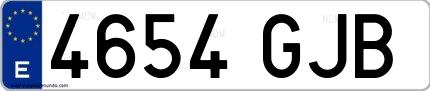 Ejemplo de matrícula española 4654 GJB