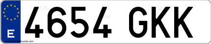 Ejemplo de matrícula de coche ordinaria 4654 GKK