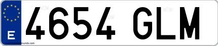 Ejemplo de matrícula española 4654 GLM