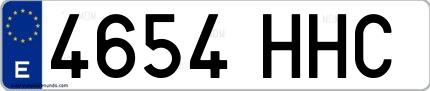 Ejemplo de matrícula española 4654 HHC