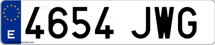 Ejemplo de matrícula de coche ordinaria 4654 JWG