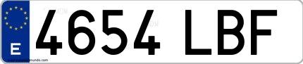 Ejemplo de matrícula española 4654 LBF
