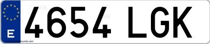 Ejemplo de matrícula española 4654 LGK
