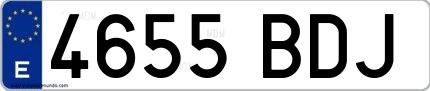 Ejemplo de matrícula española 4655 BDJ