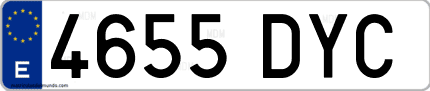 Ejemplo de matrícula de coche ordinaria 4655 DYC