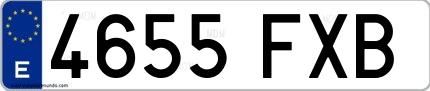 Ejemplo de matrícula española 4655 FXB
