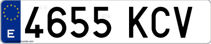 Ejemplo de matrícula de coche ordinaria 4655 KCV