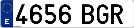 Ejemplo de matrícula española 4656 BGR