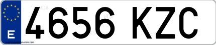Ejemplo de matrícula española 4656 KZC
