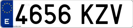 Ejemplo de matrícula de coche ordinaria 4656 KZV