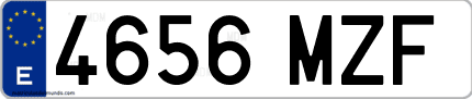 Ejemplo de matrícula de coche ordinaria 4656 MZF