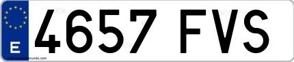 Ejemplo de matrícula española 4657 FVS
