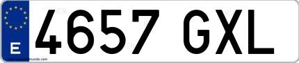 Ejemplo de matrícula española 4657 GXL