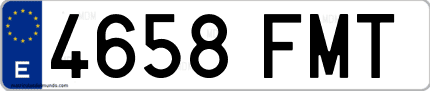 Ejemplo de matrícula de coche ordinaria 4658 FMT