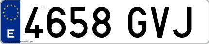 Ejemplo de matrícula española 4658 GVJ