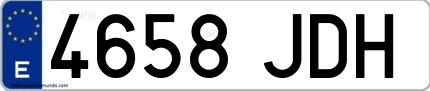 Ejemplo de matrícula española 4658 JDH