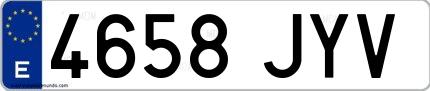 Ejemplo de matrícula española 4658 JYV