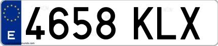 Ejemplo de matrícula española 4658 KLX