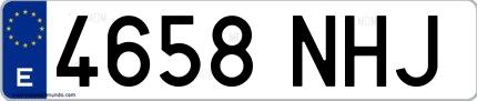 Ejemplo de matrícula española 4658 NHJ