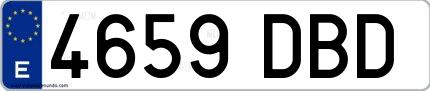 Ejemplo de matrícula española 4659 DBD