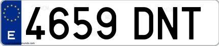 Ejemplo de matrícula española 4659 DNT