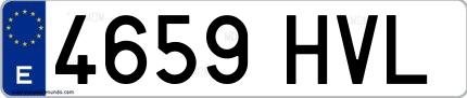 Ejemplo de matrícula española 4659 HVL