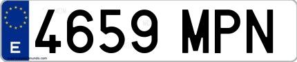 Ejemplo de matrícula española 4659 MPN