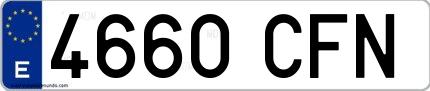 Ejemplo de matrícula española 4660 CFN