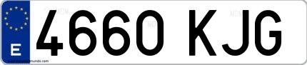 Ejemplo de matrícula española 4660 KJG