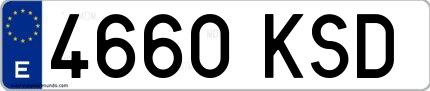 Ejemplo de matrícula española 4660 KSD