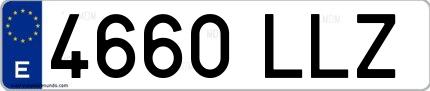 Ejemplo de matrícula española 4660 LLZ