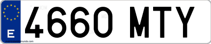 Ejemplo de matrícula de coche ordinaria 4660 MTY