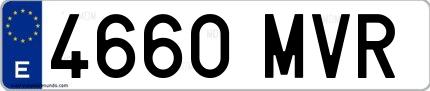 Ejemplo de matrícula española 4660 MVR