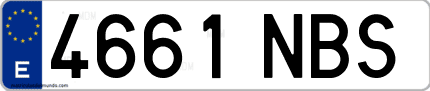 Ejemplo de matrícula de coche ordinaria 4661 NBS