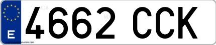 Ejemplo de matrícula española 4662 CCK
