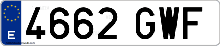 Ejemplo de matrícula de coche ordinaria 4662 GWF