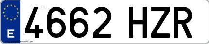 Ejemplo de matrícula española 4662 HZR
