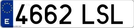 Ejemplo de matrícula española 4662 LSL