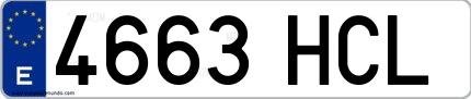 Ejemplo de matrícula española 4663 HCL