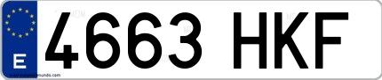 Ejemplo de matrícula española 4663 HKF