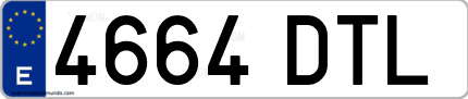 Ejemplo de matrícula de coche ordinaria 4664 DTL